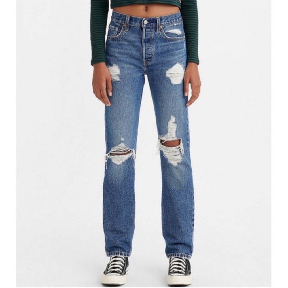 Levi’s 501 Distressed Blue Jeans